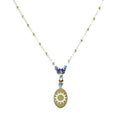 Collier pour femme - pendentif soleil - acier pierre naturelle - Lapis lazuli