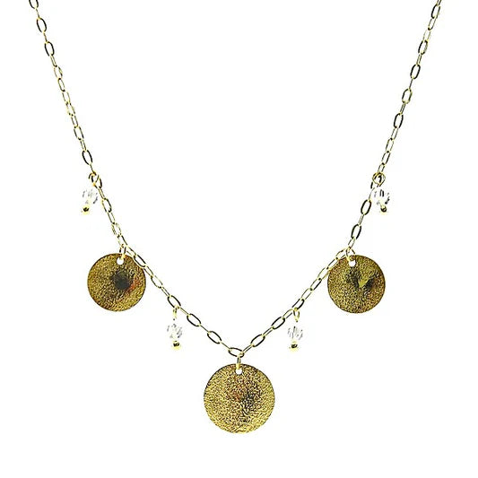 Collier pour femme - acier pierre naturelle - 3 disques - Howlite