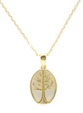 Collier Argent 925 Aigue Marine & Arbre de Vie - Plaquage Or