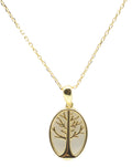 Collier Argent 925 Pierre de Lune & Arbre de Vie - Plaquage Or