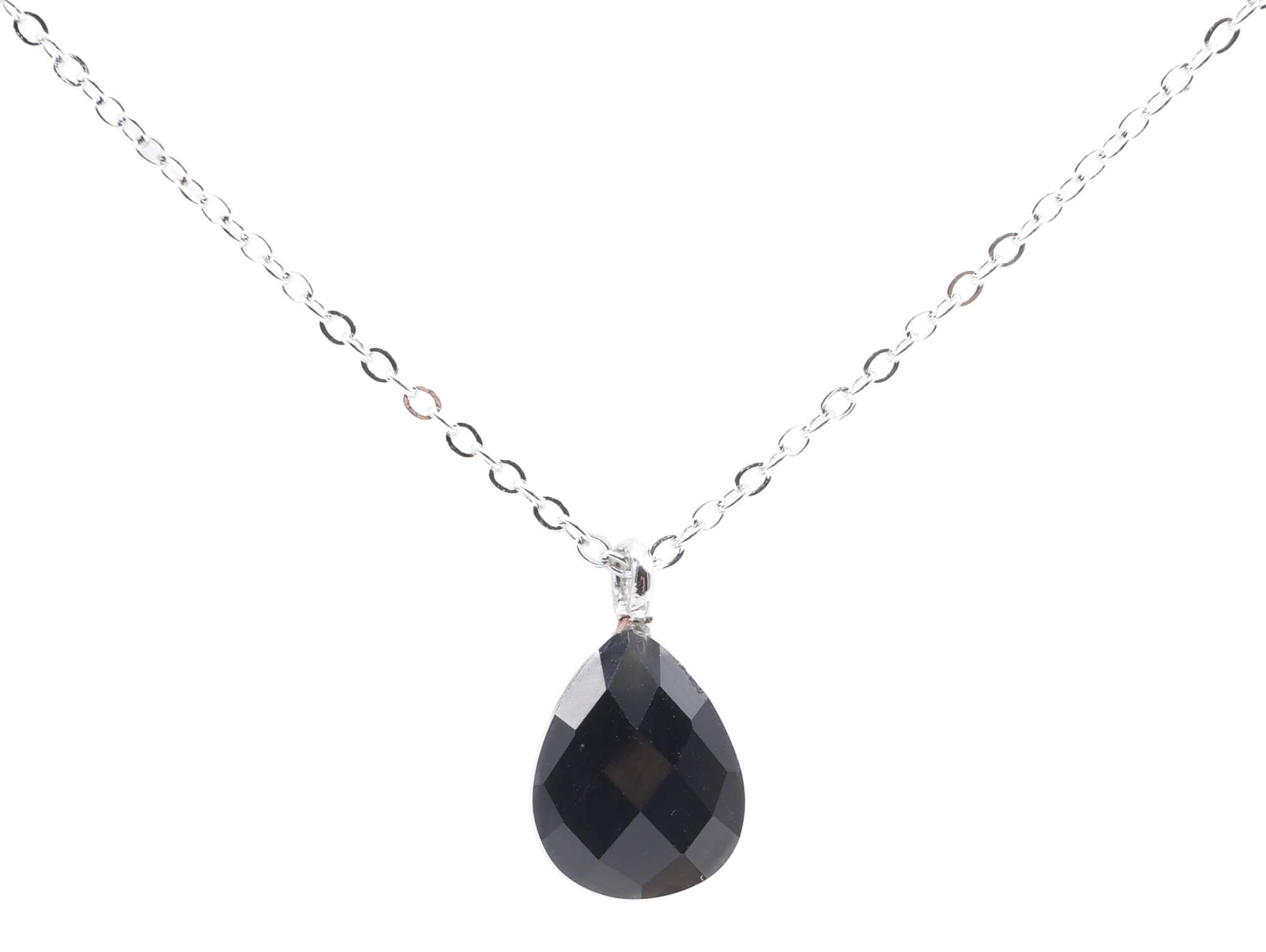 Collier Argent 925 Onyx Goutte