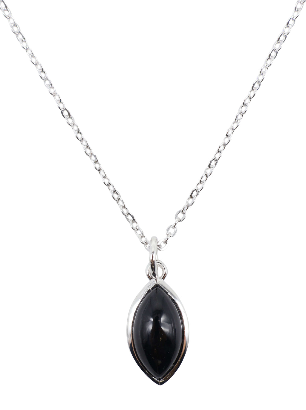 Collier Argent 925 'Larme Argentée' - Onyx
