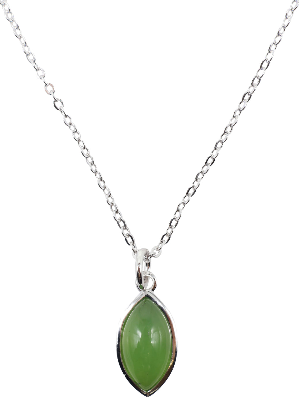 Collier Argent 925 'Larme Argentée' - Jade Vert