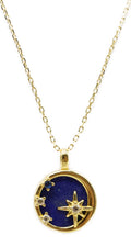 Collier Argent 925 Lapis Lazuli & Etoiles - Plaquage Or
