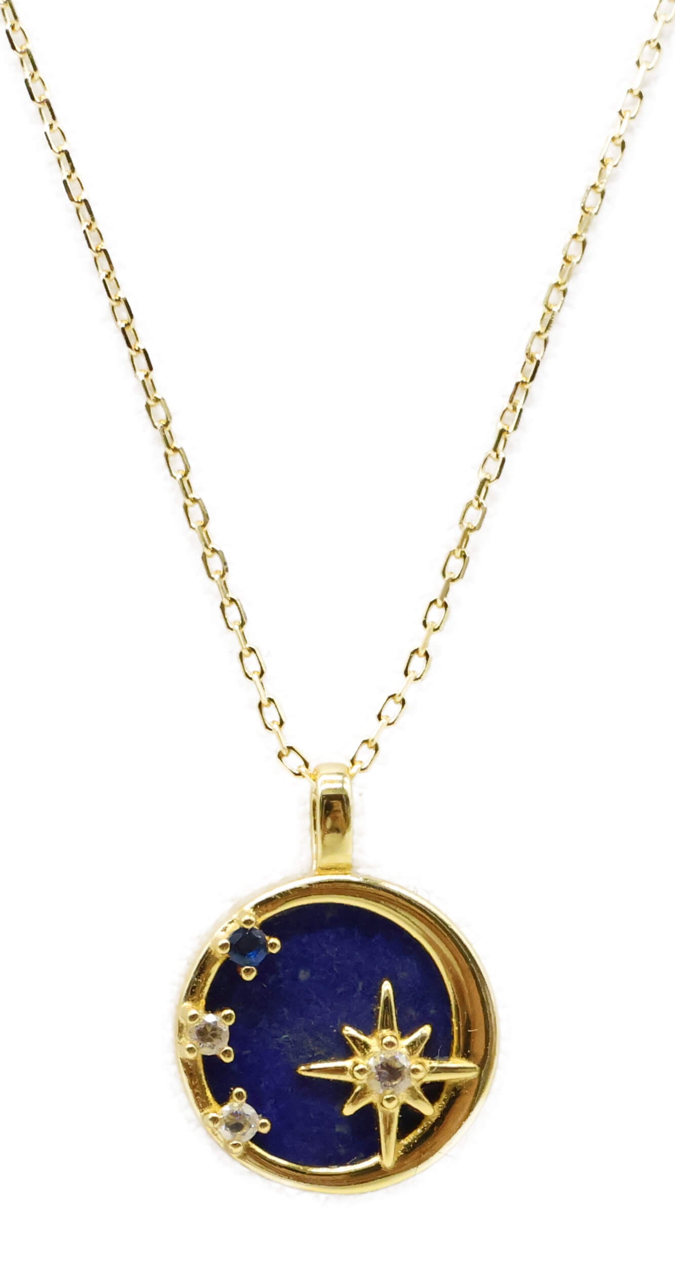 Collier Argent 925 Lapis Lazuli & Etoiles - Plaquage Or