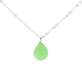 Collier Argent 925 Jade Verte Goutte