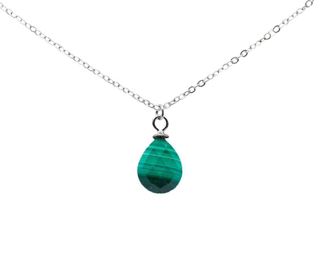 Collier Argent 925 Malachite Goutte