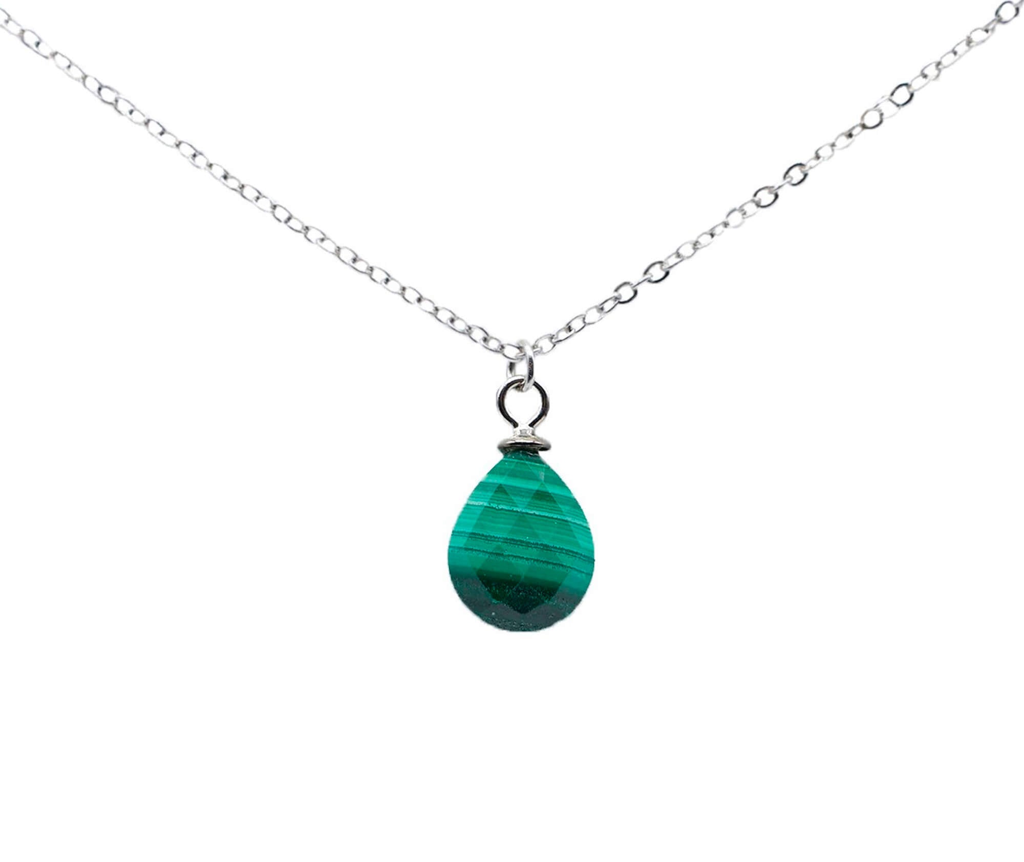 Collier Argent 925 Malachite Goutte
