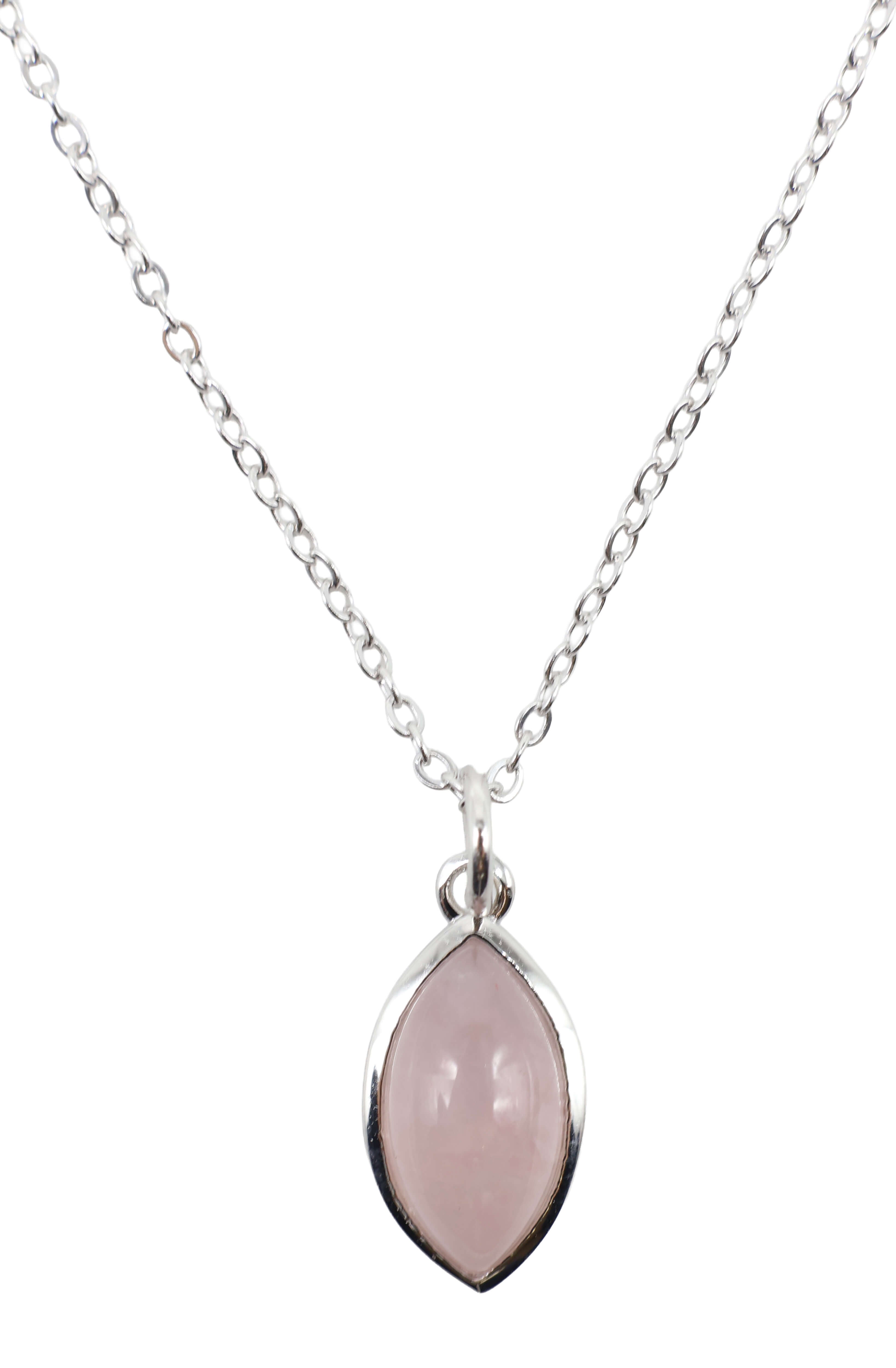 Collier Argent 925 'Larme Argentée' - Quartz Rose