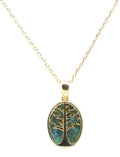 Collier Argent 925 Turquoise & Arbre de Vie - Plaquage Or