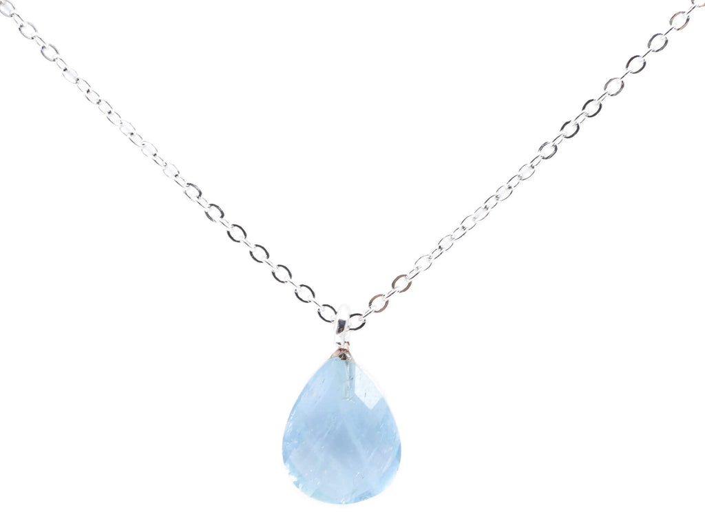 Collier Argent 925 Aigue Marine Goutte