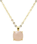 Collier Argent 925 Quartz Rose Carré - Plaquage Or