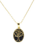 Collier Argent 925 Onyx & Arbre de Vie - Plaquage Or