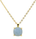 Collier Argent 925 Aigue Marine Carrée - Plaquage Or