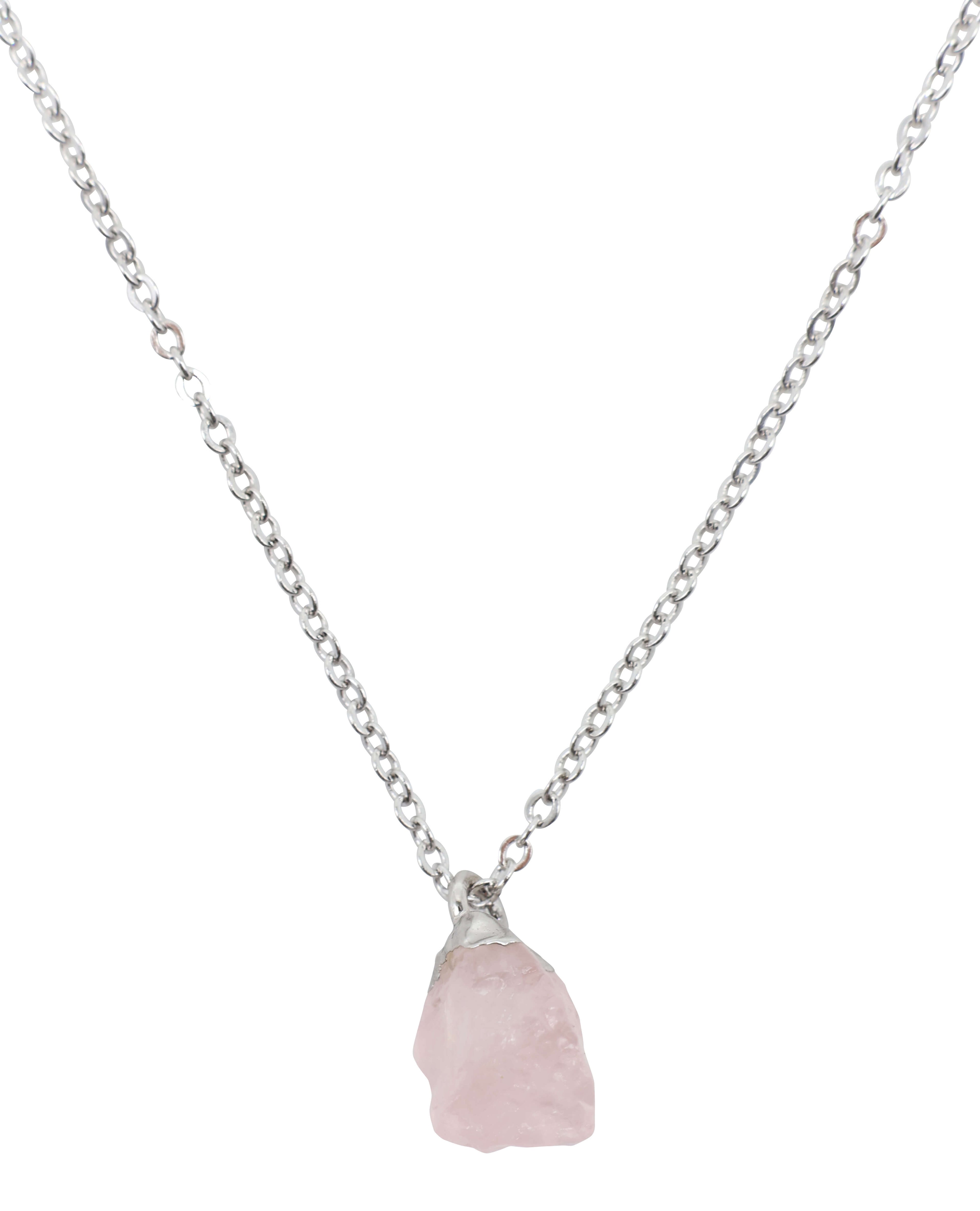 Collier Argent 925 'Cristal Sauvage' - Quartz Rose