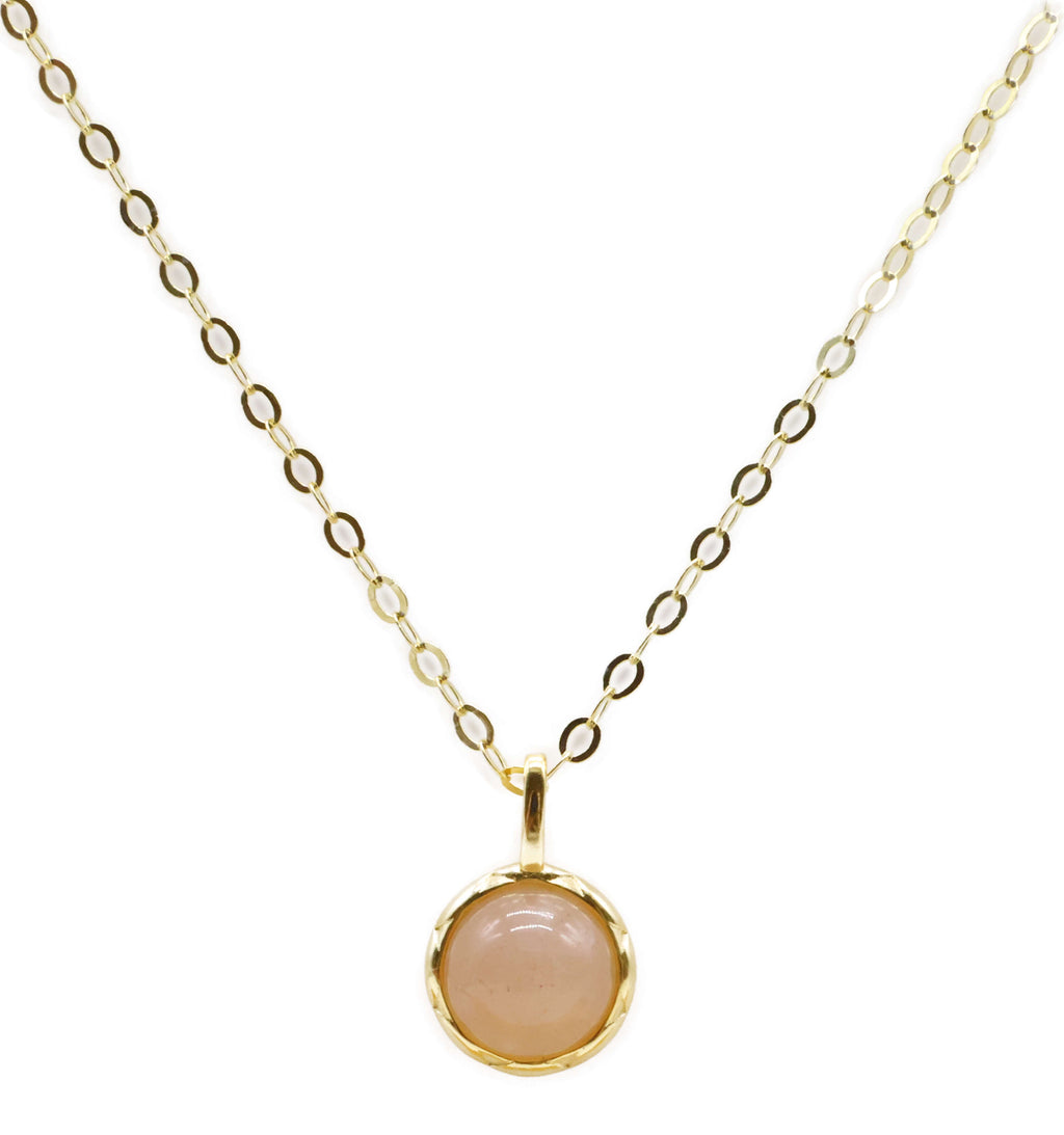 Collier Argent 925 Pierre de Soleil Ronde - Plaquage Or