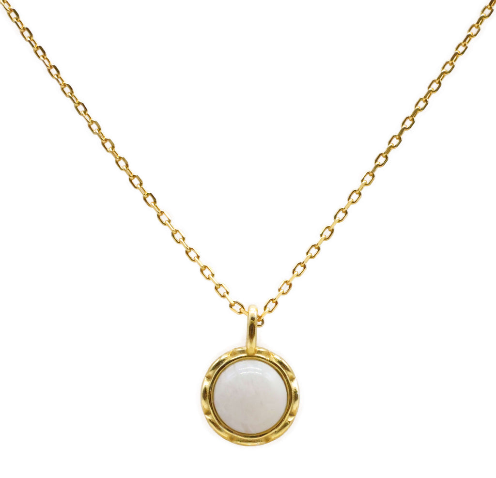 Collier Argent 925 Pierre de Lune Ronde - Plaquage Or