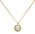 Collier Argent 925 Pierre de Lune Ronde - Plaquage Or