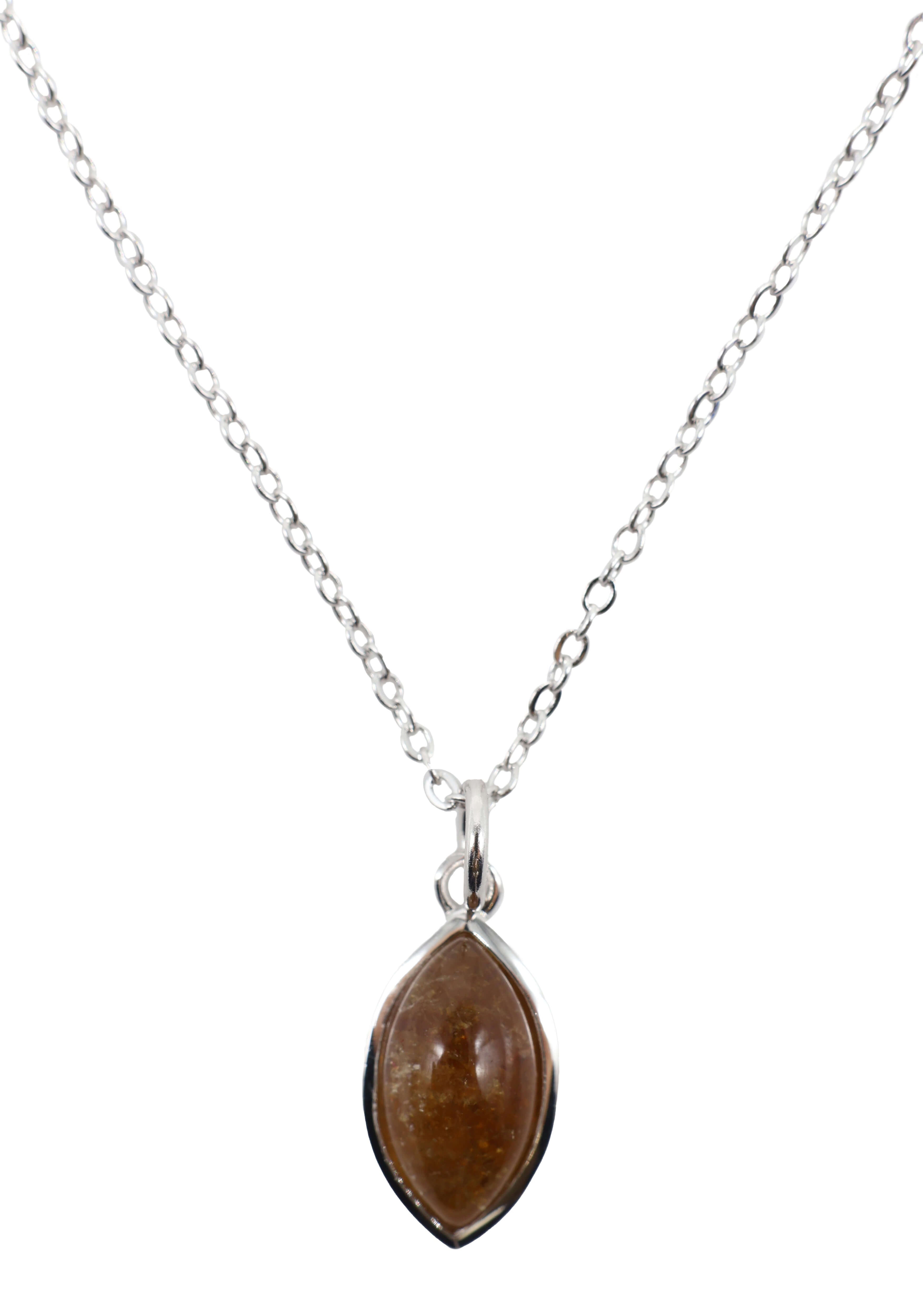 Collier Argent 925 'Larme Argentée' - Grenat