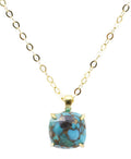 Collier Argent 925 Turquoise Carrée - Plaquage Or