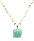 Collier Argent 925 Amazonite Carrée - Plaquage Or