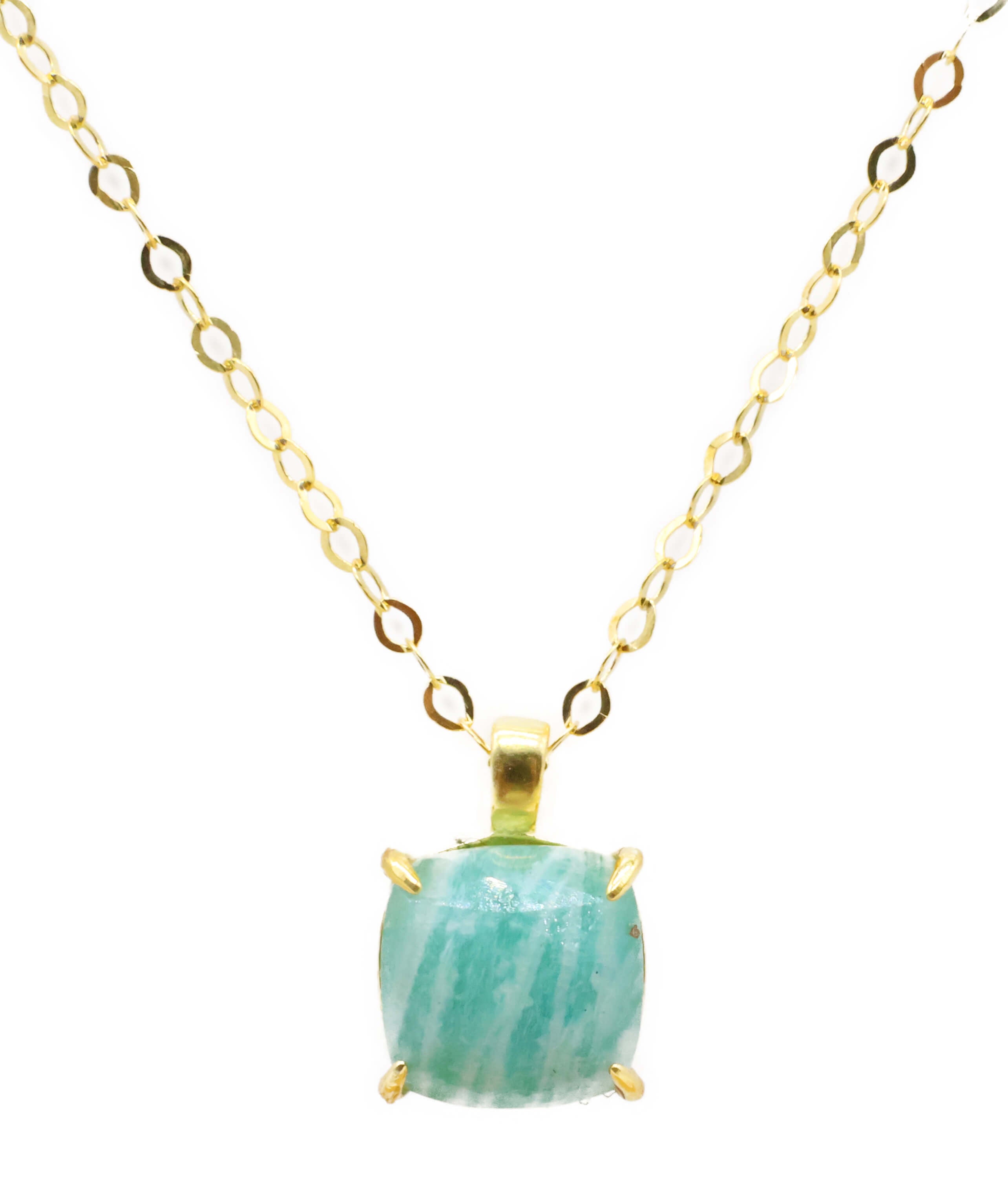 Collier Argent 925 Amazonite Carrée - Plaquage Or