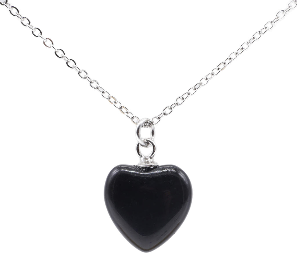 Collier Argent 925 Onyx Coeur