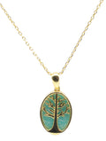 Collier Argent 925 Amazonite & Arbre de Vie - Plaquage Or