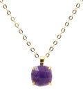 Collier Argent 925 Améthyste Carrée - Plaquage Or