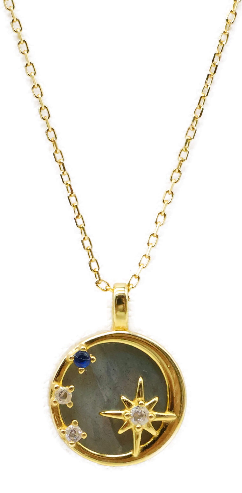 Collier Argent 925 Labradorite & Etoiles - Plaquage Or