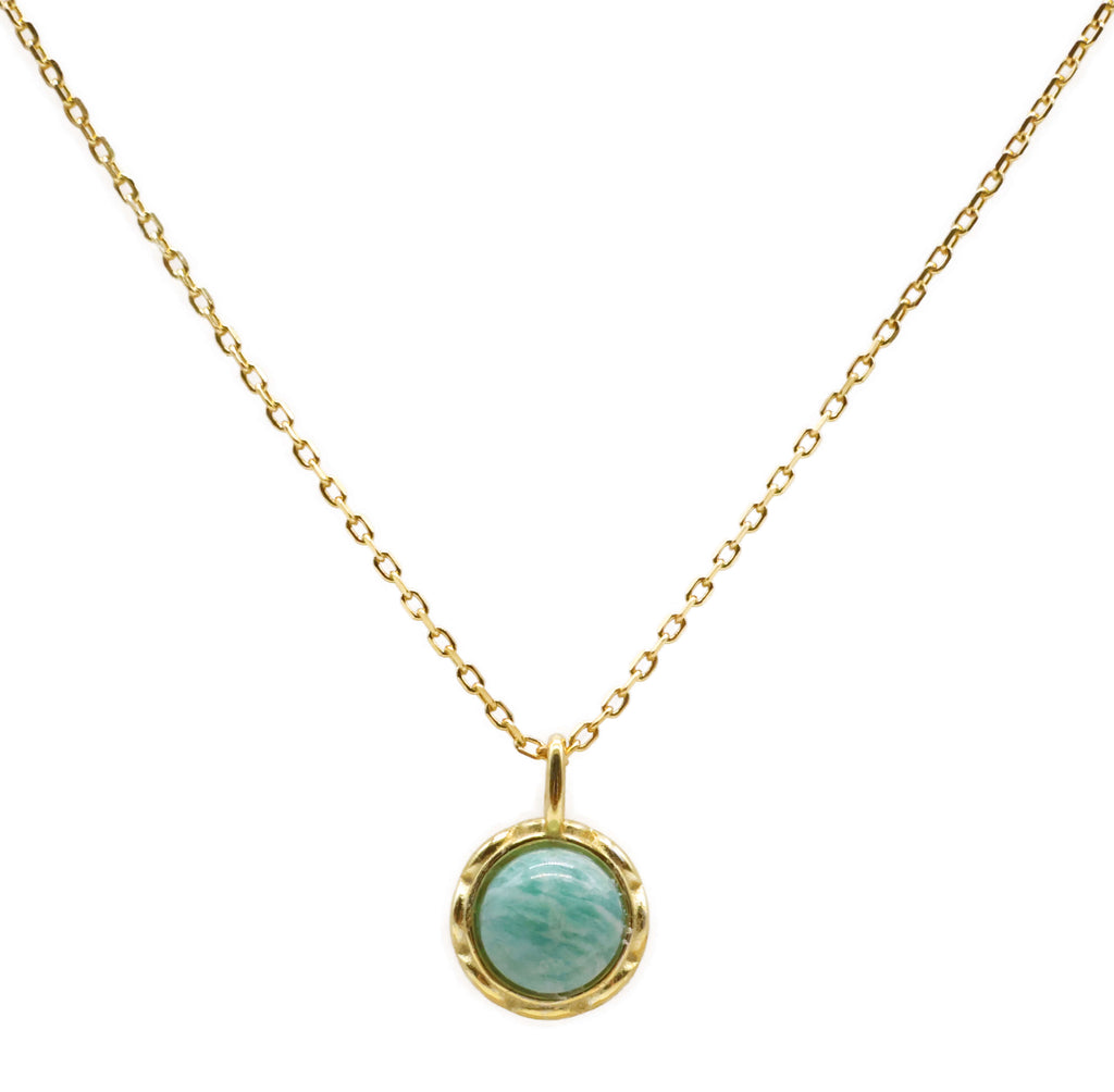 Collier Argent 925 Amazonite Ronde - Plaquage Or
