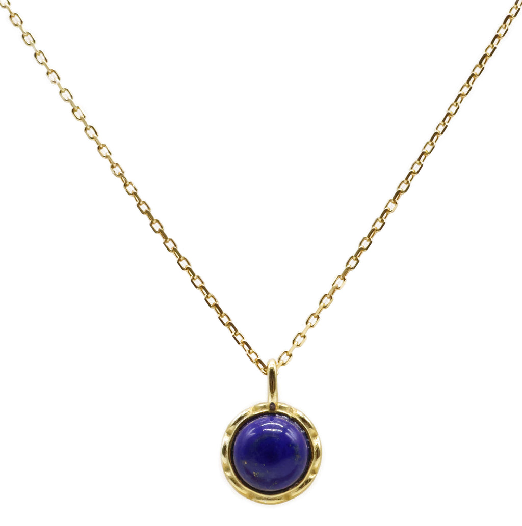Collier Argent 925 Lapis Lazuli Ronde - Plaquage Or