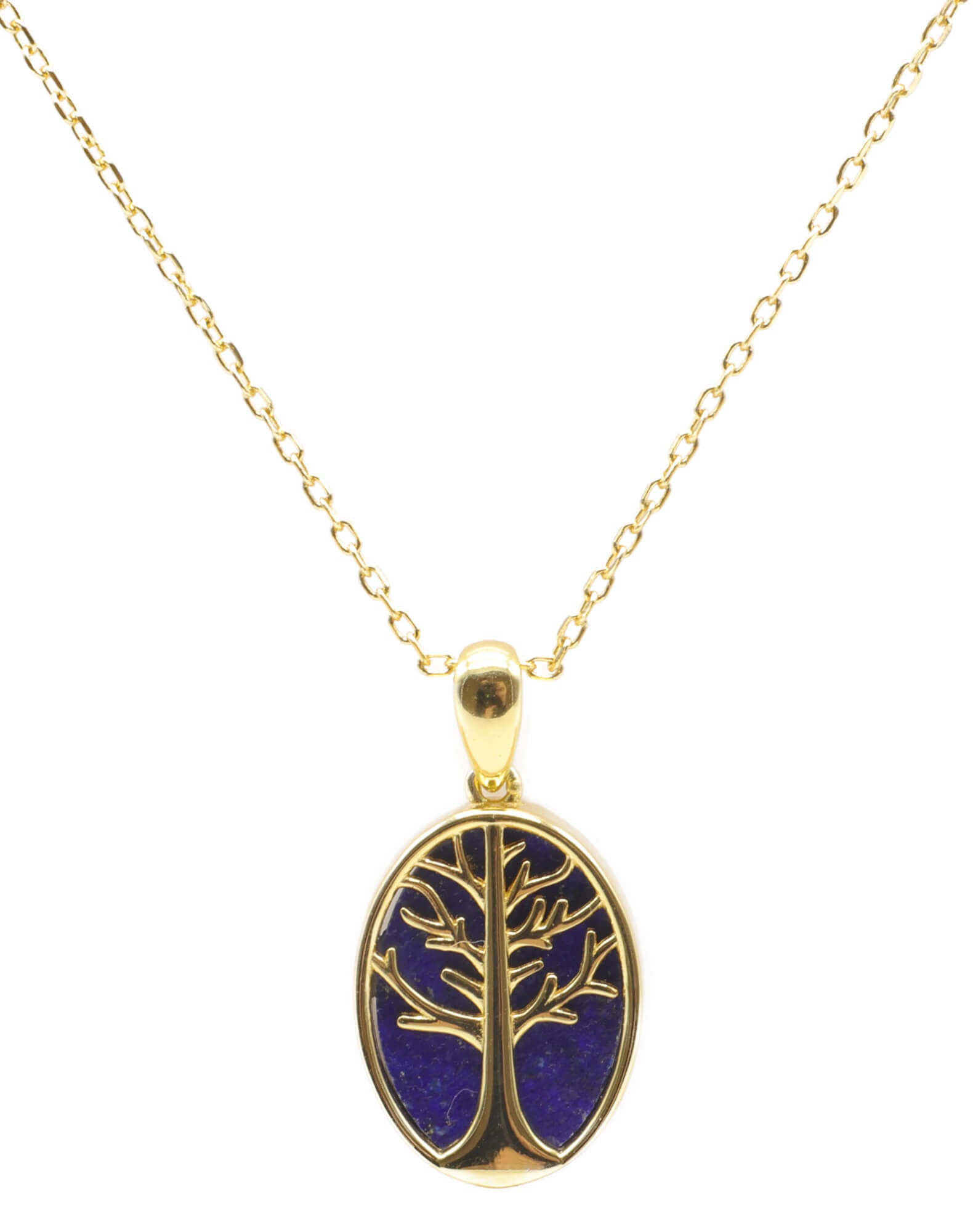 Collier Argent 925 Lapis Lazuli & Arbre de Vie - Plaquage Or