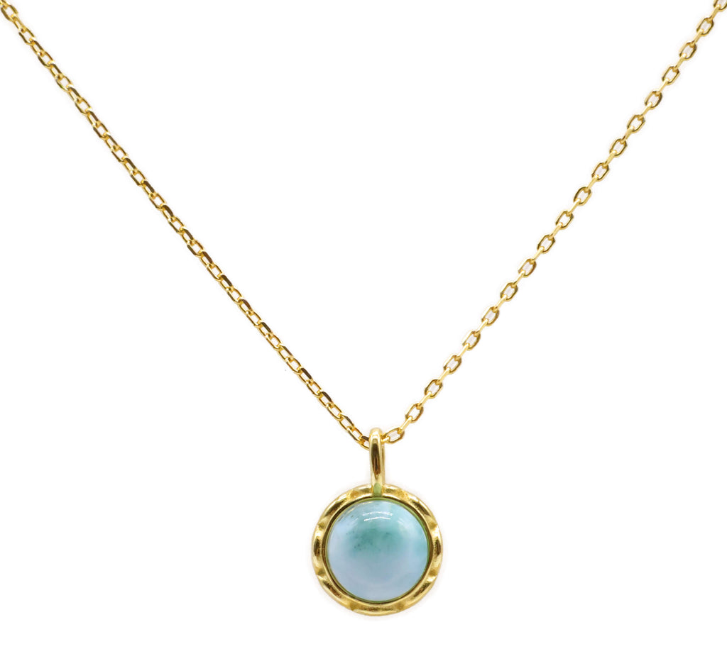 Collier Argent 925 Larimar Ronde - Plaquage Or