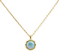 Collier Argent 925 Larimar Ronde - Plaquage Or