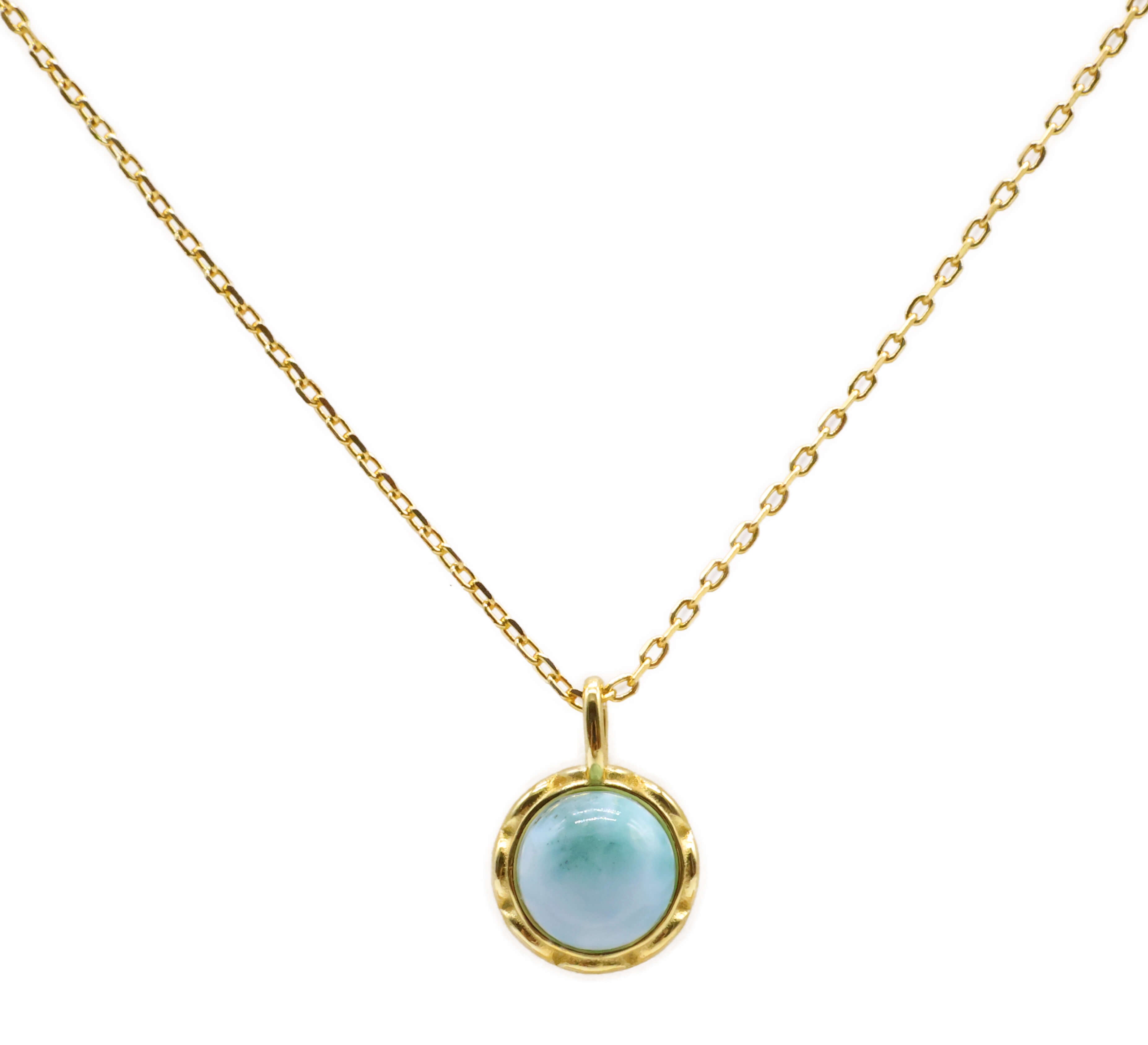Collier Argent 925 Larimar Ronde - Plaquage Or