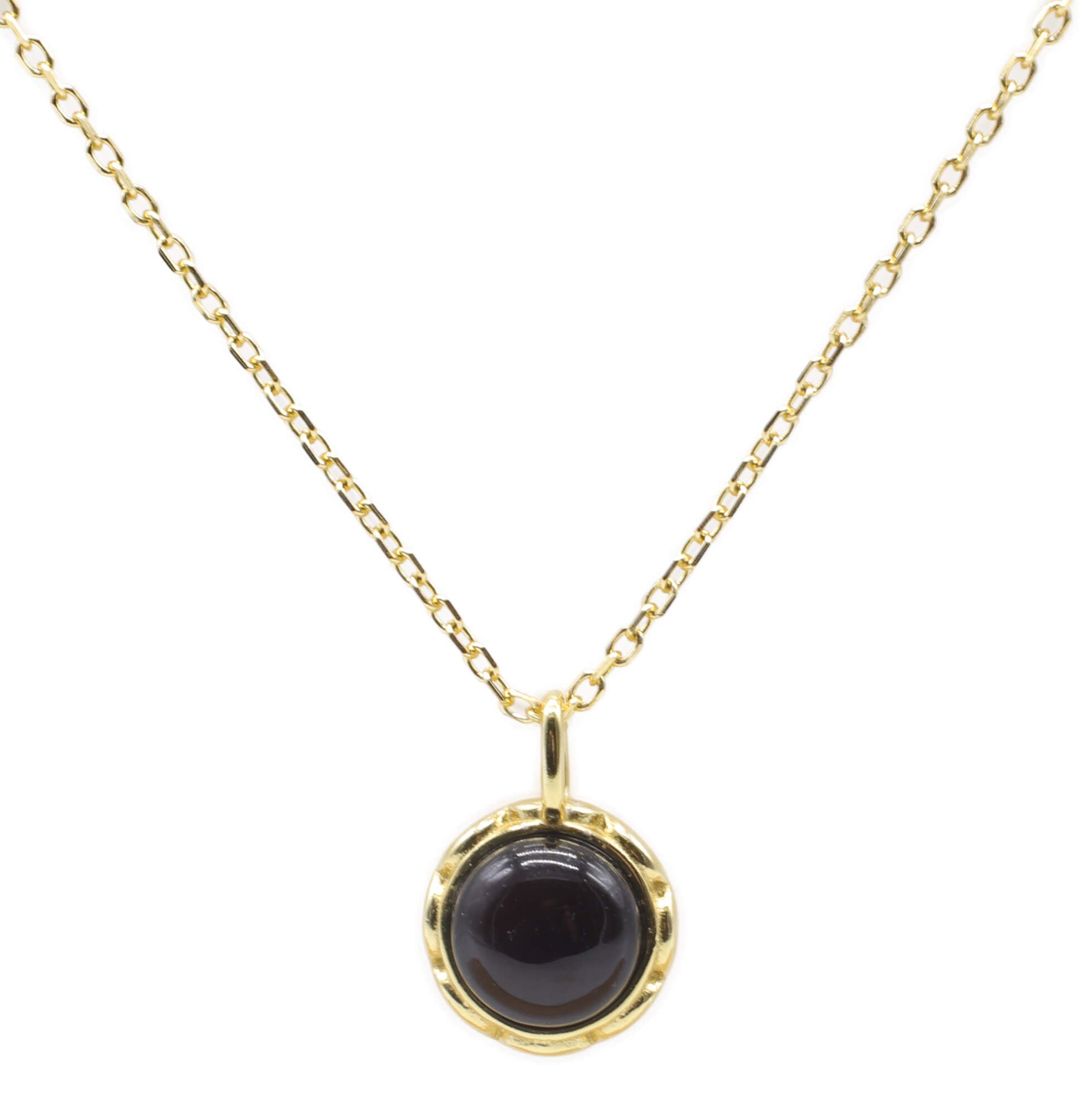 Collier Argent 925 Onyx Ronde - Plaquage Or