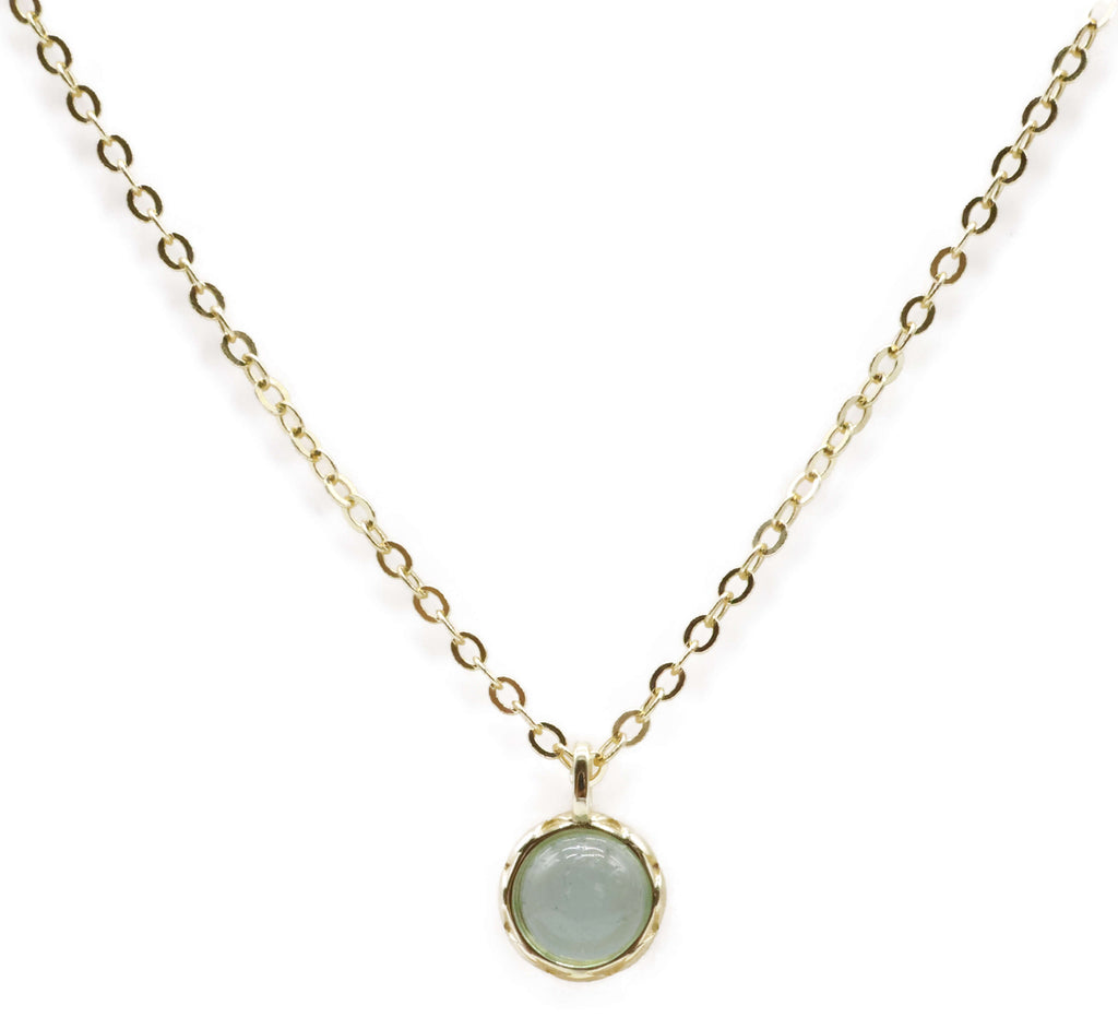 Collier Argent 925 Aigue Marine Ronde - Plaquage Or