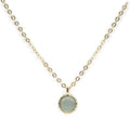 Collier Argent 925 Aigue Marine Ronde - Plaquage Or