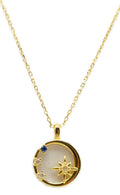 Collier Argent 925 Pierre de Lune & Etoiles - Plaquage Or