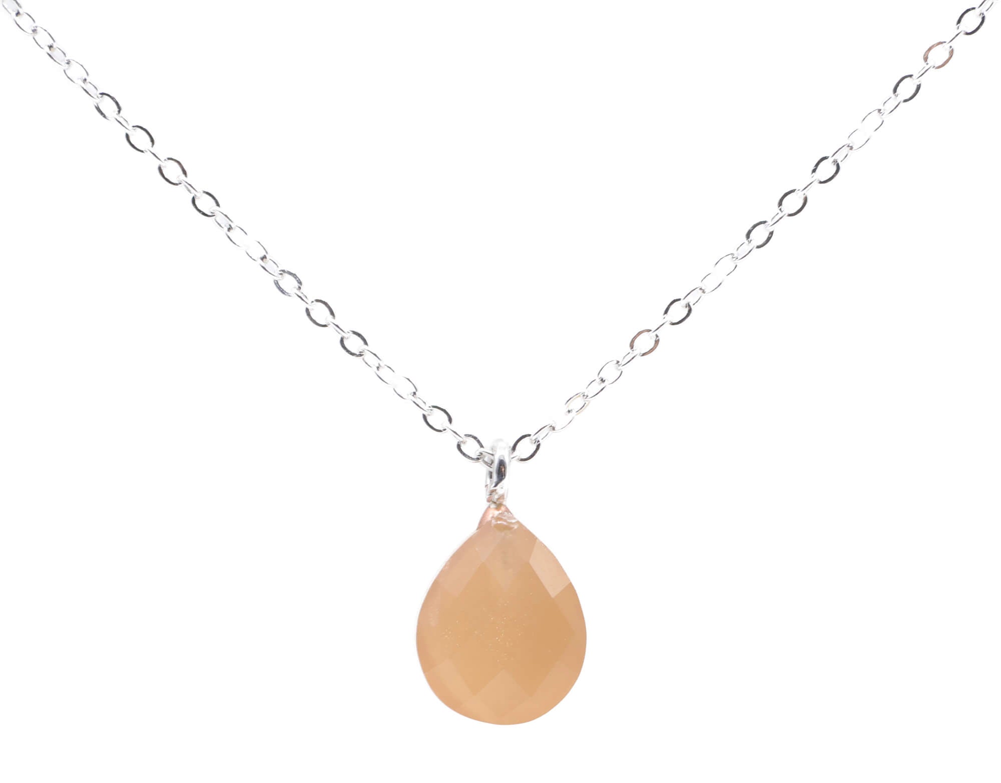 Collier Argent 925 Pierre de Soleil Goutte