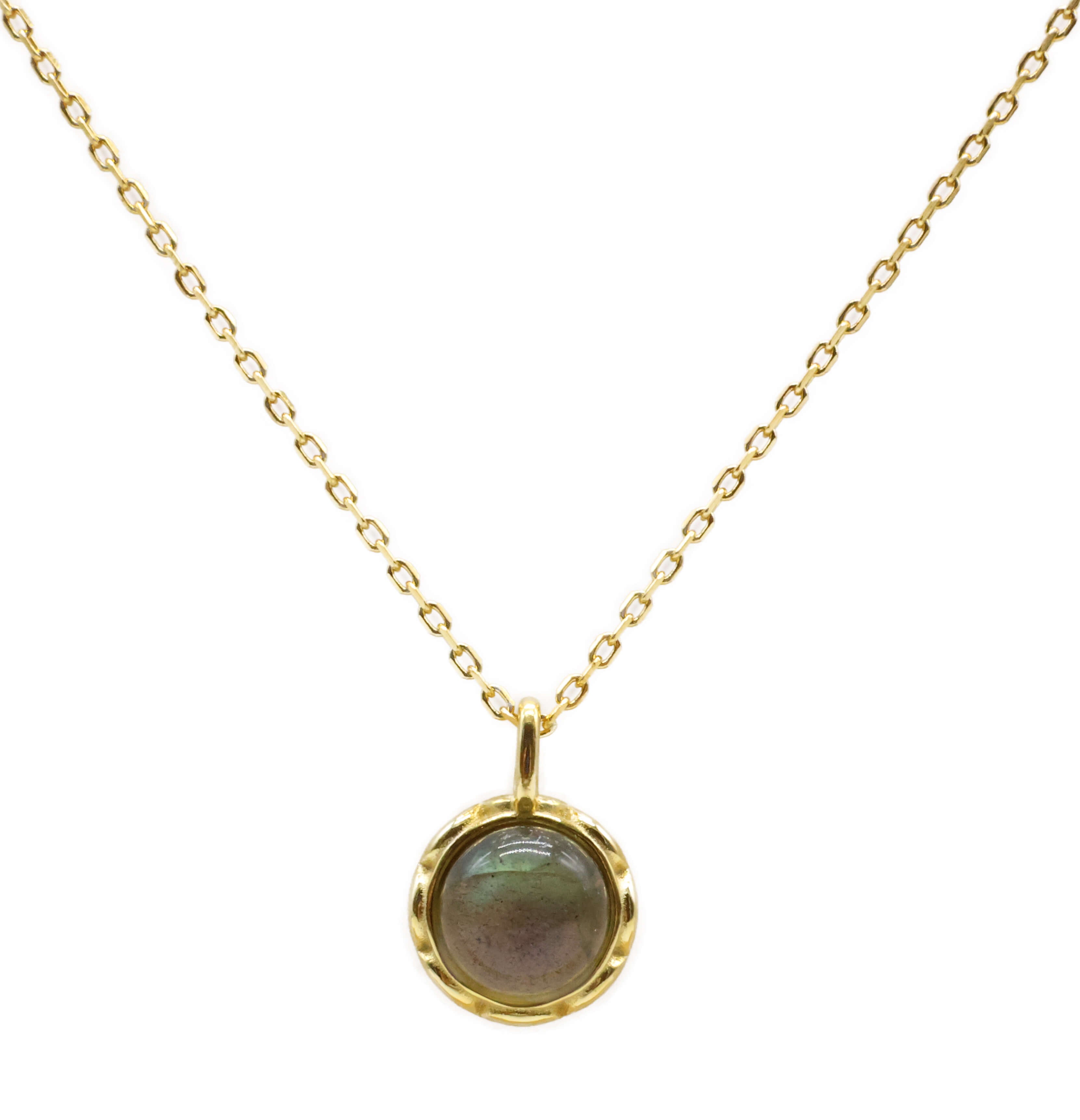 Collier Argent 925 Labradorite Ronde - Plaquage Or