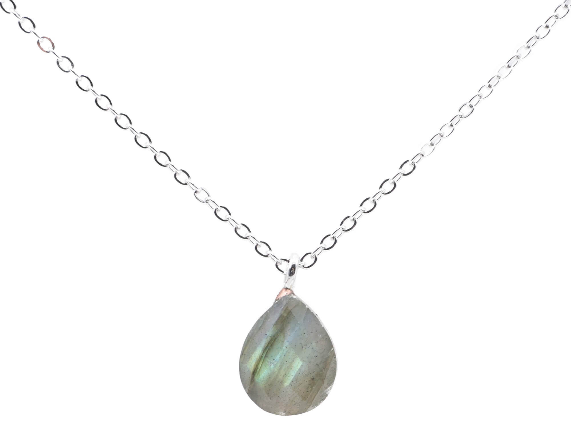 Collier Argent 925 Labradorite Goutte