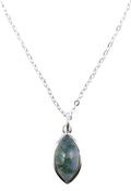 Collier Argent 925 'Larme Argentée' - Agate Mousse