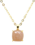Collier Argent 925 Pierre de Soleil Carrée - Plaquage Or