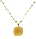 Collier Argent 925 Citrine Naturelle Carrée - Plaquage Or