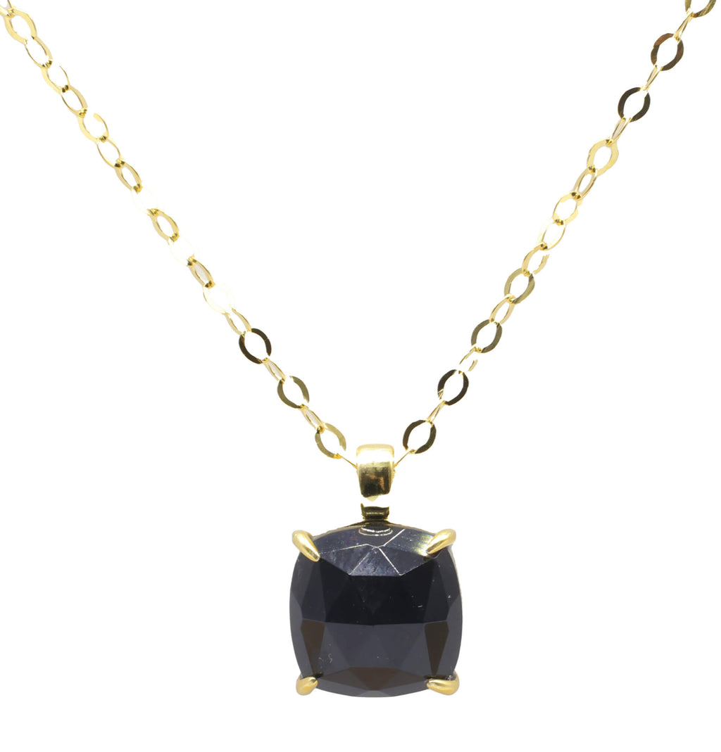Collier Argent 925 Onyx Carrée - Plaquage Or