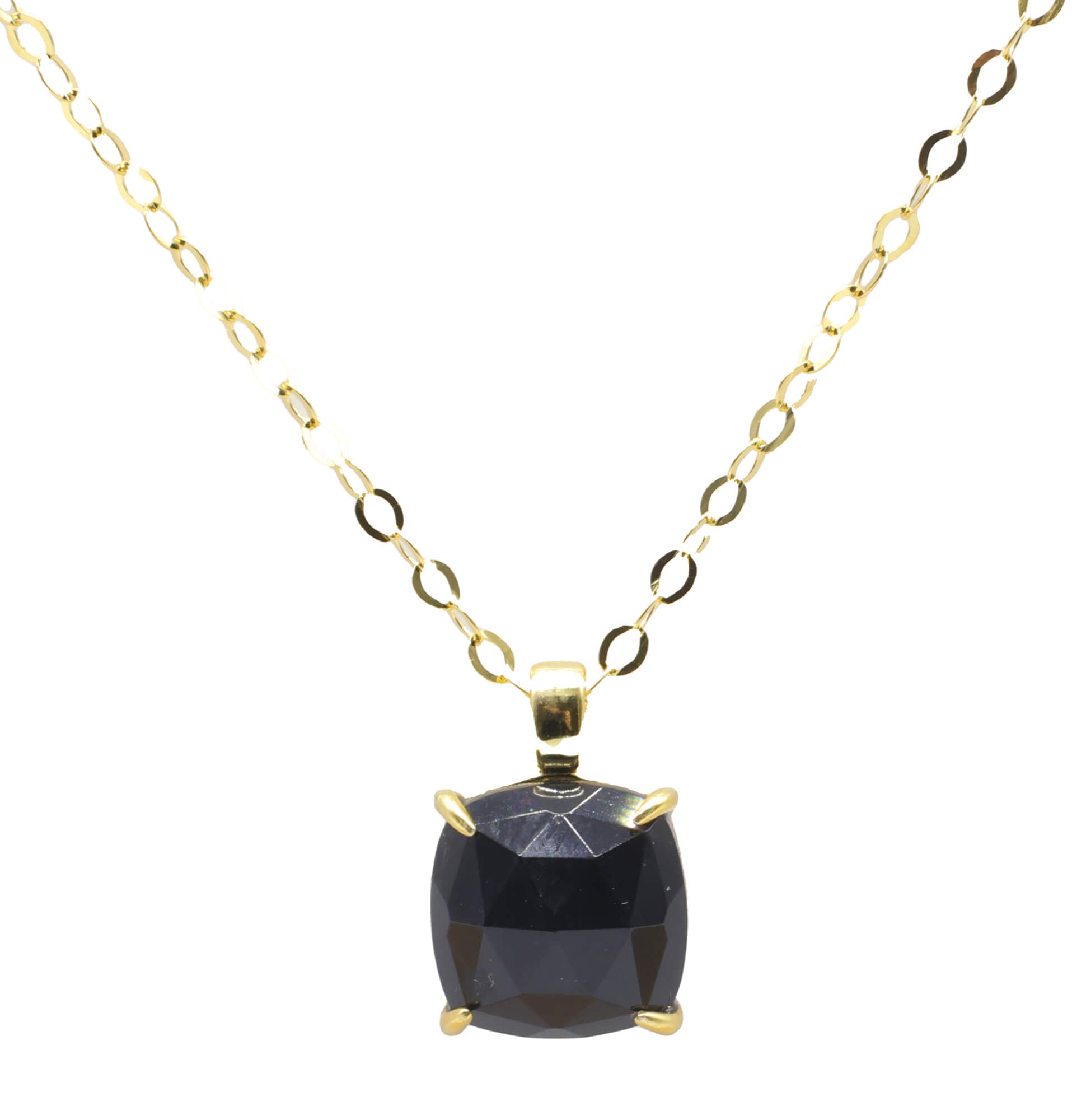 Collier Argent 925 Onyx Carrée - Plaquage Or