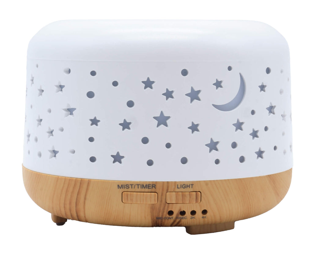 Diffuseur HE Blanc/Bois Lune & Etoiles 13cm