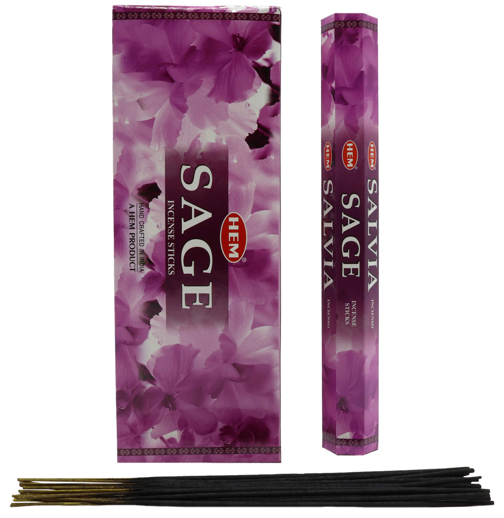 Encens HEM Sauge - Boîte de 6 Paquets de 20g